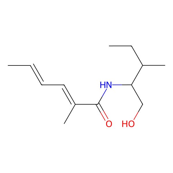 2D Structure of N-(1-hydroxy-3-methylpentan-2-yl)-2-methylhexa-2,4-dienamide