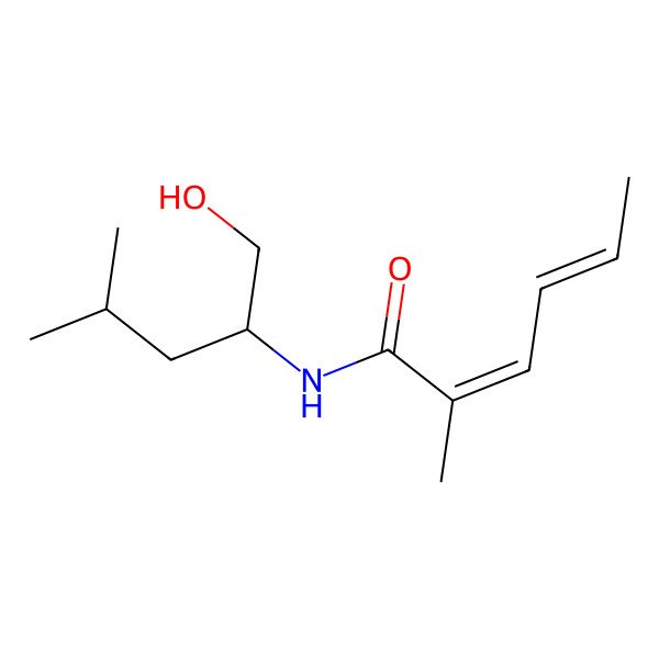2D Structure of N-(1-hydroxy-4-methylpentan-2-yl)-2-methylhexa-2,4-dienamide