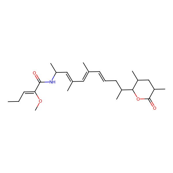2D Structure of N-[10-(3,5-dimethyl-6-oxooxan-2-yl)-4,6-dimethylundeca-3,5,7-trien-2-yl]-2-methoxypent-2-enamide