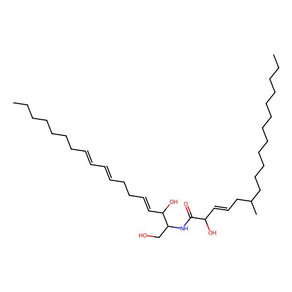 2D Structure of N-(1,3-dihydroxyoctadeca-4,8,10-trien-2-yl)-2-hydroxy-6-methyloctadec-3-enamide