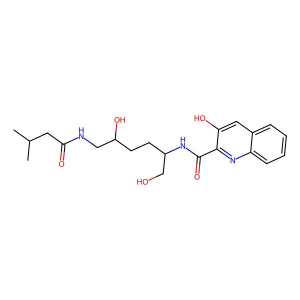 2D Structure of N-[1,5-dihydroxy-6-(3-methylbutanoylamino)hexan-2-yl]-3-hydroxyquinoline-2-carboxamide