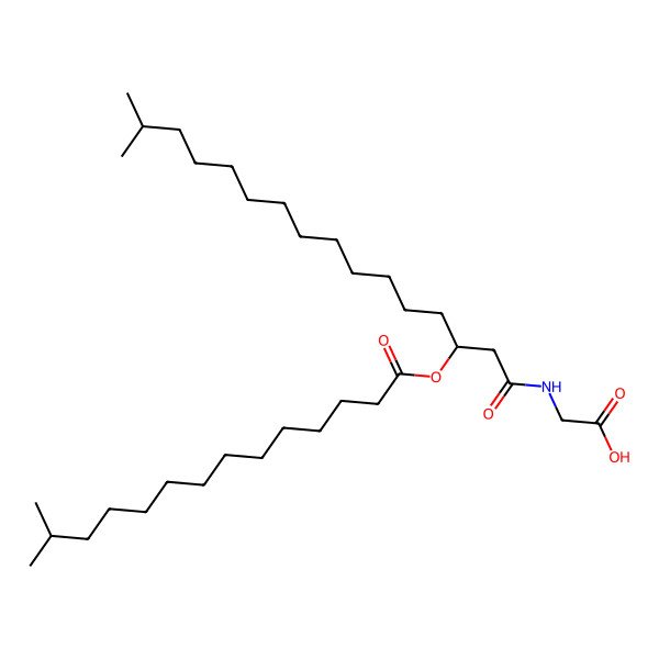 2D Structure of N-(15-methyl-3-(13-methyl-tetradecanoyloxy)-hexadecanoyl)-glycine