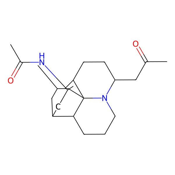 2D Structure of N-[15-methyl-7-(2-oxopropyl)-6-azatetracyclo[8.6.0.01,6.02,13]hexadec-10-en-11-yl]acetamide
