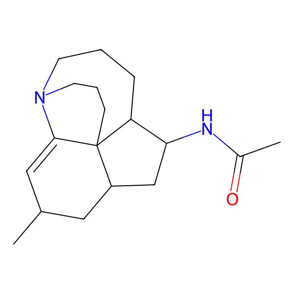 2D Structure of N-[(1R,4S,6R,8R,9R)-4-methyl-13-azatetracyclo[7.7.0.01,6.02,13]hexadec-2-en-8-yl]acetamide