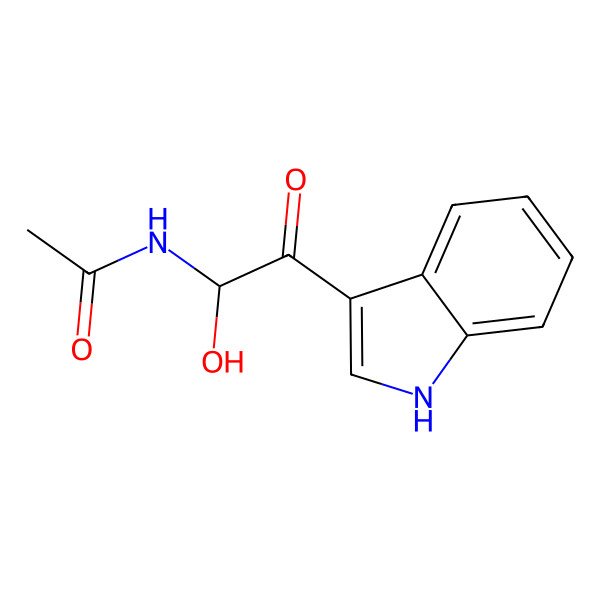 2D Structure of N-[(1S)-1-hydroxy-2-(1H-indol-3-yl)-2-oxoethyl]acetamide