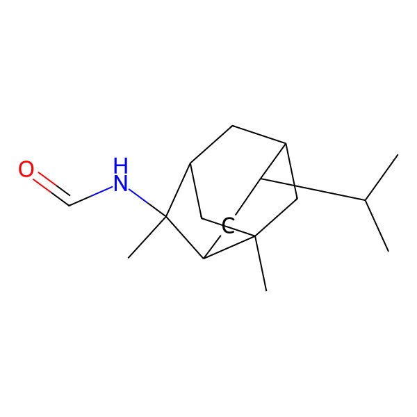 2D Structure of N-[(1S,2R,3R,5S,6R,8R)-2,8-Dimethyl-5-propan-2-yl-2-tricyclo[4.3.1.03,8]decanyl]formamide