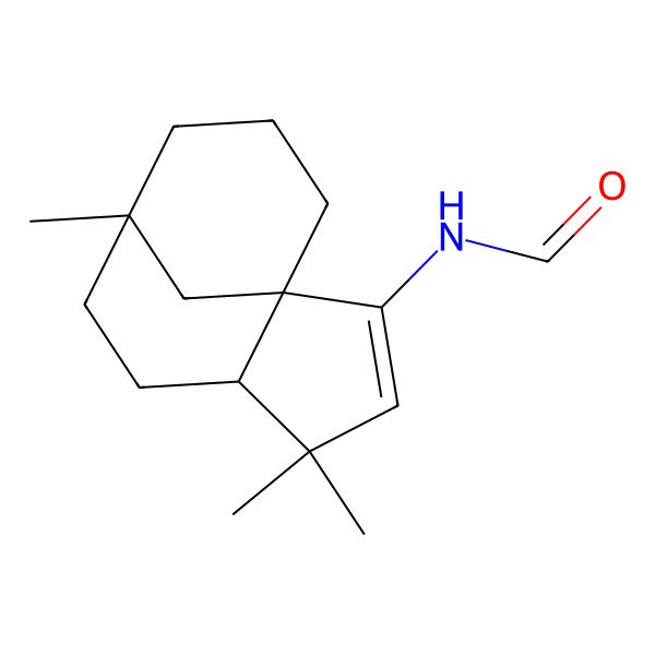 2D Structure of N-[(1S,5S,8R)-4,4,8-trimethyl-2-tricyclo[6.3.1.01,5]dodec-2-enyl]formamide