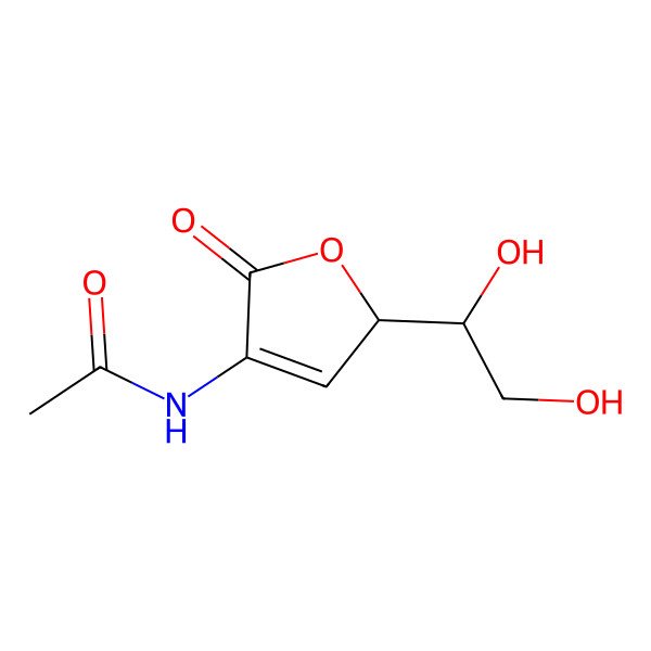 2D Structure of N-[2-(1,2-dihydroxyethyl)-5-oxo-2H-furan-4-yl]acetamide