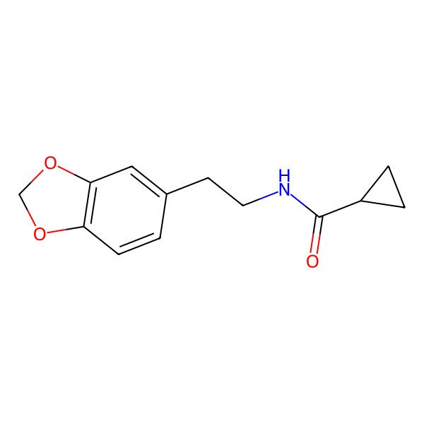 2D Structure of N-[2-(1,3-benzodioxol-5-yl)ethyl]cyclopropanecarboxamide