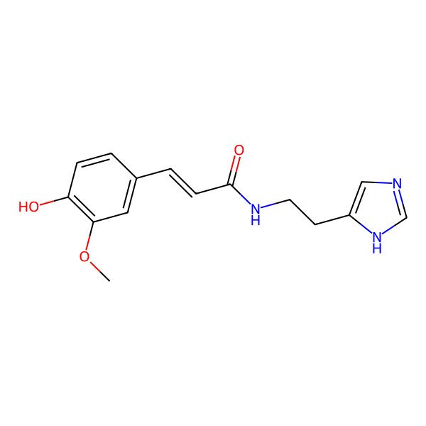 2D Structure of N-[2-(1H-Imidazole-4-yl)ethyl]-3-(3-methoxy-4-hydroxyphenyl)propenamide