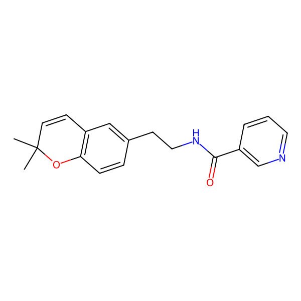 2D Structure of N-[2-(2,2-dimethylchromen-6-yl)ethyl]pyridine-3-carboxamide