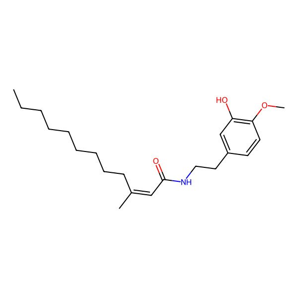 2D Structure of N-[2-(3-hydroxy-4-methoxyphenyl)ethyl]-3-methyldodec-2-enamide