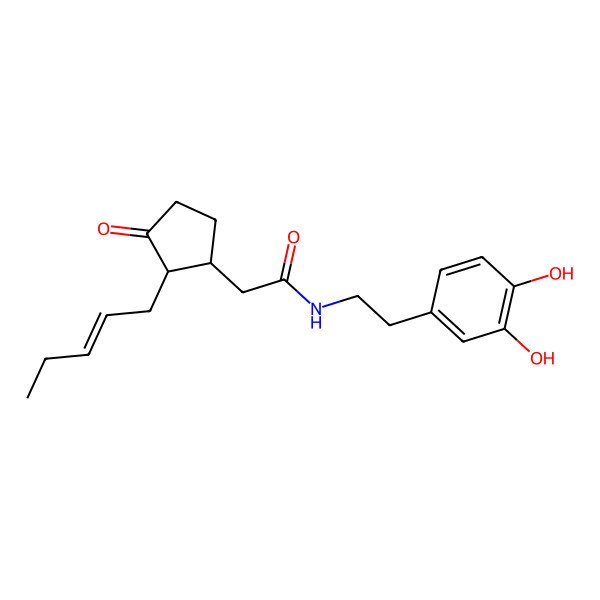 2D Structure of N-[2-(3,4-dihydroxyphenyl)ethyl]-2-[(1R,2R)-3-oxo-2-[(Z)-pent-2-enyl]cyclopentyl]acetamide