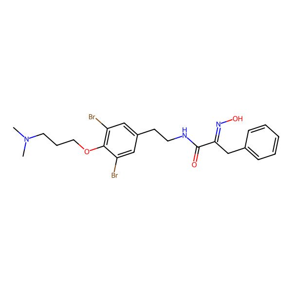 2D Structure of N-[2-[3,5-dibromo-4-[3-(dimethylamino)propoxy]phenyl]ethyl]-2-hydroxyimino-3-phenylpropanamide