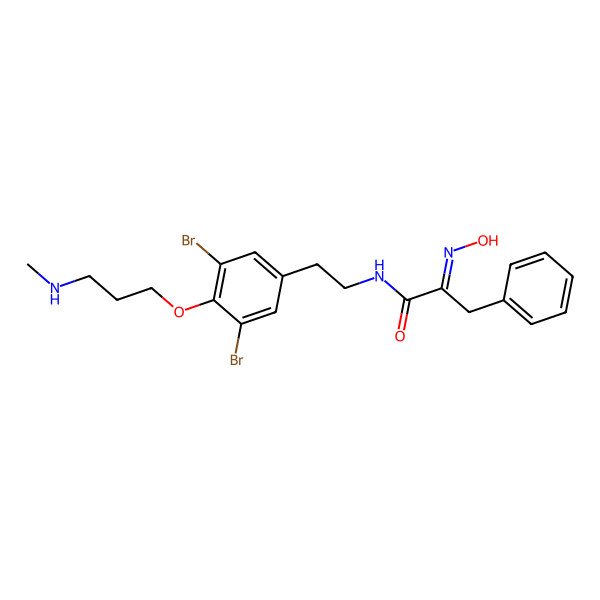 2D Structure of N-[2-[3,5-dibromo-4-[3-(methylamino)propoxy]phenyl]ethyl]-2-hydroxyimino-3-phenylpropanamide