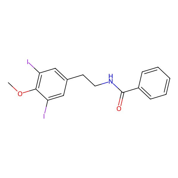 2D Structure of N-[2-(3,5-diiodo-4-methoxyphenyl)ethyl]benzamide