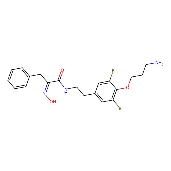 2D Structure of N-[2-[4-(3-aminopropoxy)-3,5-dibromophenyl]ethyl]-2-hydroxyimino-3-phenylpropanamide