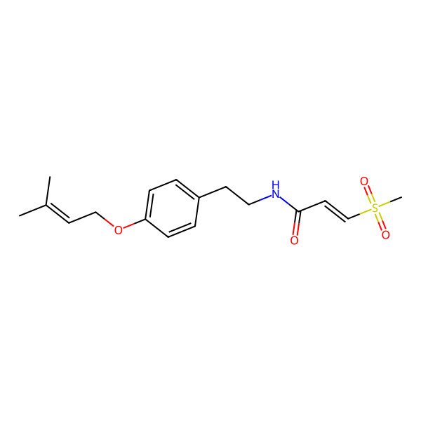 2D Structure of N-[2-[4-(3-methylbut-2-enoxy)phenyl]ethyl]-3-methylsulfonylprop-2-enamide