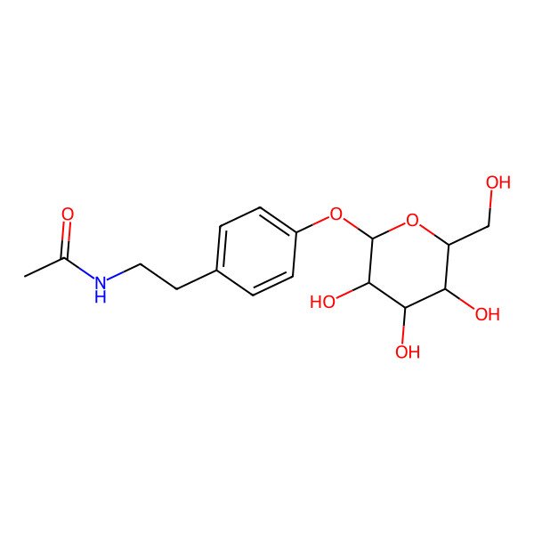 2D Structure of N-[2-[4-[3,4,5-trihydroxy-6-(hydroxymethyl)oxan-2-yl]oxyphenyl]ethyl]acetamide