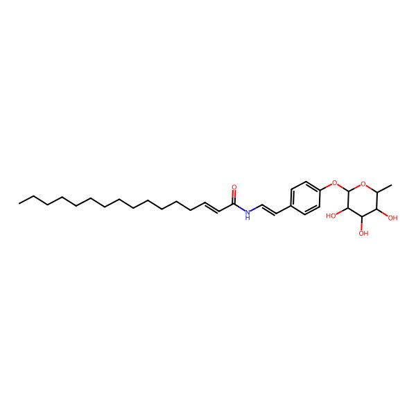 2D Structure of N-[2-[4-(3,4,5-trihydroxy-6-methyloxan-2-yl)oxyphenyl]ethenyl]hexadec-2-enamide