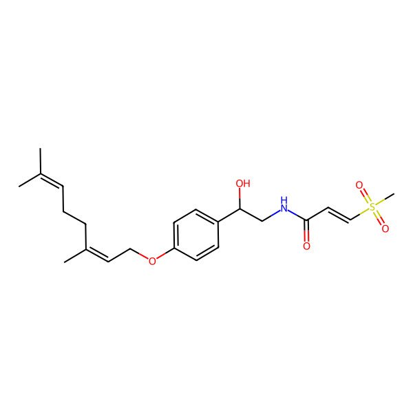 2D Structure of N-[2-[4-(3,7-dimethylocta-2,6-dienoxy)phenyl]-2-hydroxyethyl]-3-methylsulfonylprop-2-enamide