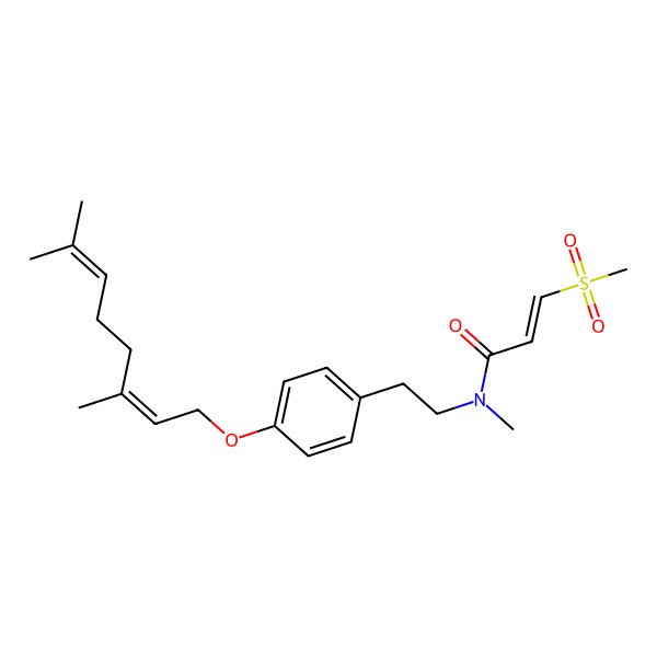 2D Structure of N-[2-[4-(3,7-dimethylocta-2,6-dienoxy)phenyl]ethyl]-N-methyl-3-methylsulfonylprop-2-enamide