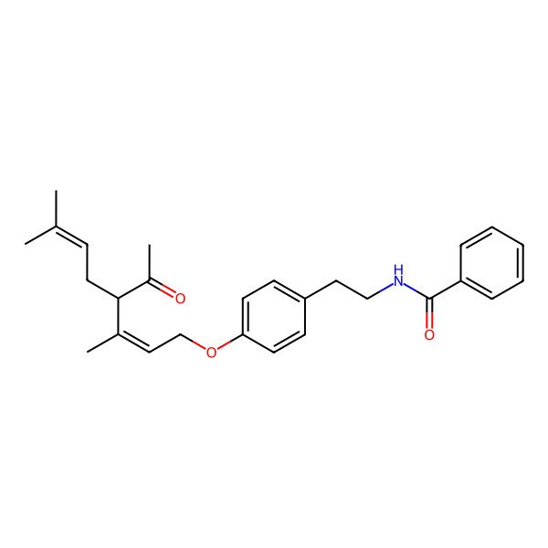 2D Structure of N-[2-[4-(4-acetyl-3,7-dimethylocta-2,6-dienoxy)phenyl]ethyl]benzamide