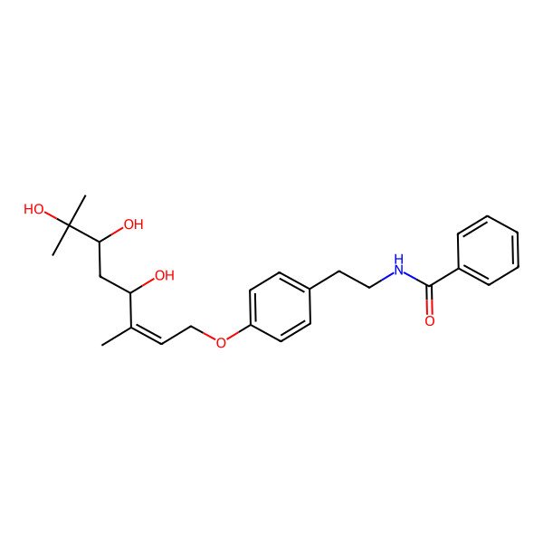2D Structure of N-[2-[4-[(4R,6S)-4,6,7-trihydroxy-3,7-dimethyloct-2-enoxy]phenyl]ethyl]benzamide