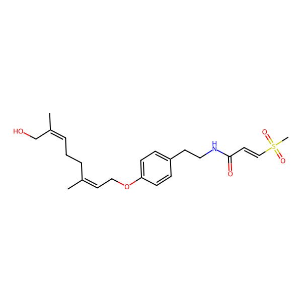2D Structure of N-[2-[4-(8-hydroxy-3,7-dimethylocta-2,6-dienoxy)phenyl]ethyl]-3-methylsulfonylprop-2-enamide
