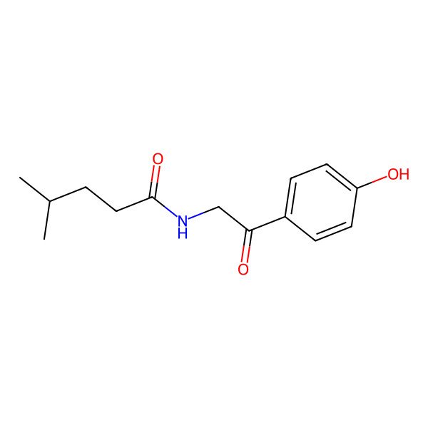 2D Structure of N-[2-(4-hydroxyphenyl)-2-oxoethyl]-4-methylpentanamide