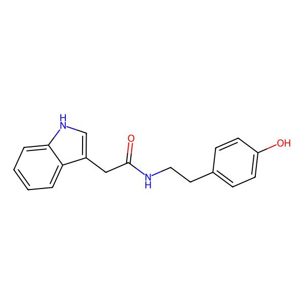 2D Structure of N-[2-(4-hydroxyphenyl)ethyl]-2-(1H-indol-3-yl)acetamide