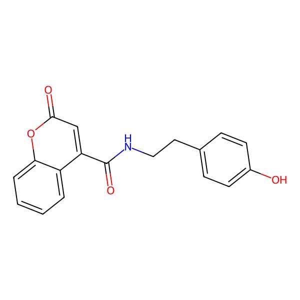 2D Structure of N-[2-(4-hydroxyphenyl)ethyl]-2-oxochromene-4-carboxamide