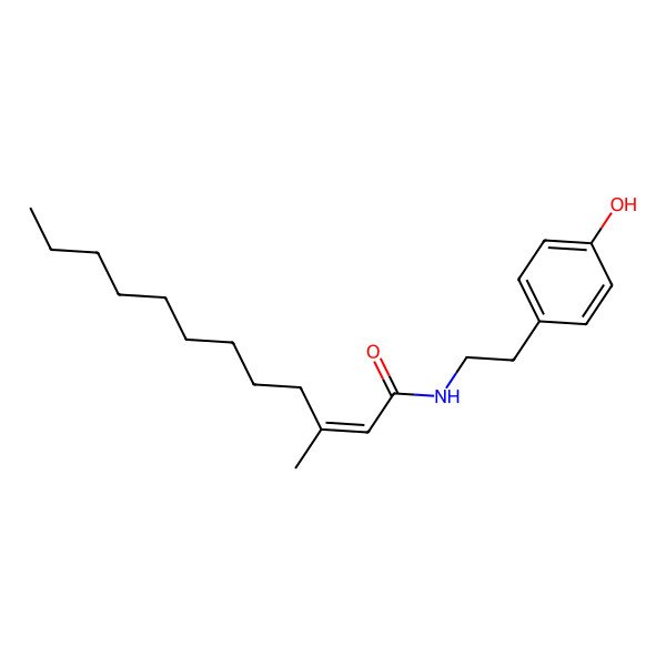 2D Structure of N-[2-(4-hydroxyphenyl)ethyl]-3-methyldodec-2-enamide