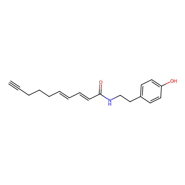 2D Structure of N-[2-(4-hydroxyphenyl)ethyl]deca-2,4-dien-9-ynamide
