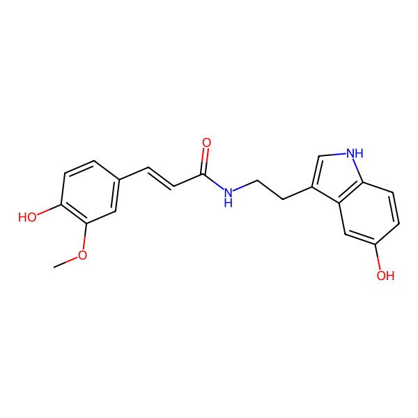 2D Structure of N-[2-(5-hydroxy-1H-indol-3-yl)ethyl]-3-(4-hydroxy-3-methoxyphenyl)prop-2-enamide