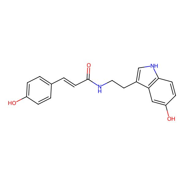 2D Structure of N-[2-(5-hydroxy-1H-indol-3-yl)ethyl]-3-(4-hydroxyphenyl)prop-2-enamide