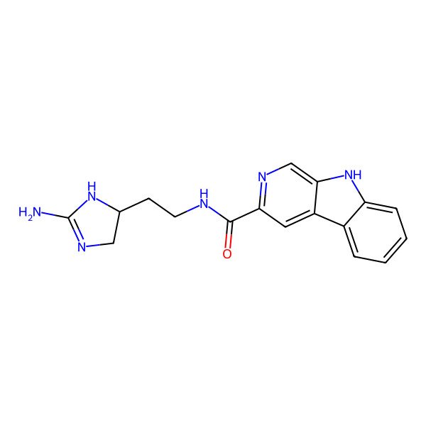 2D Structure of N-[2-[(5S)-2-amino-4,5-dihydro-1H-imidazol-5-yl]ethyl]-9H-pyrido[3,4-b]indole-3-carboxamide