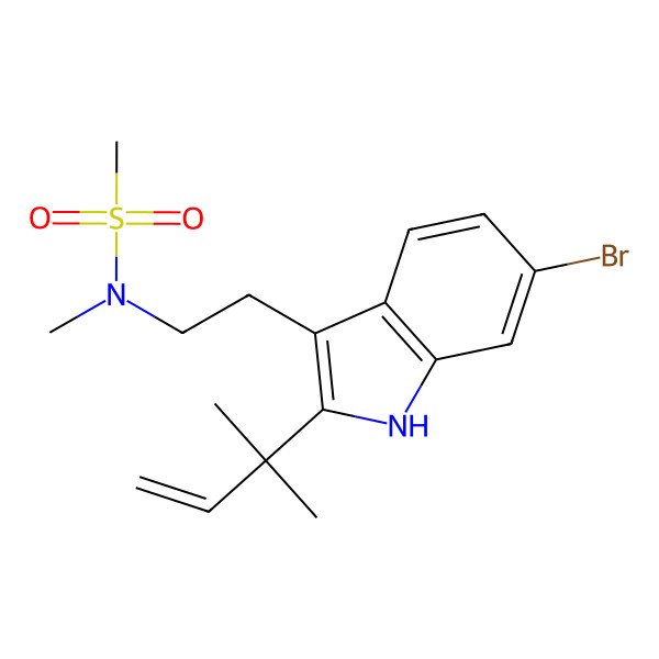 2D Structure of n-(2-[6-Bromo-2-(1,1-dimethyl-2-propenyl)-1h-indol-3-yl]ethyl)-n-methylmethanesulfonamide