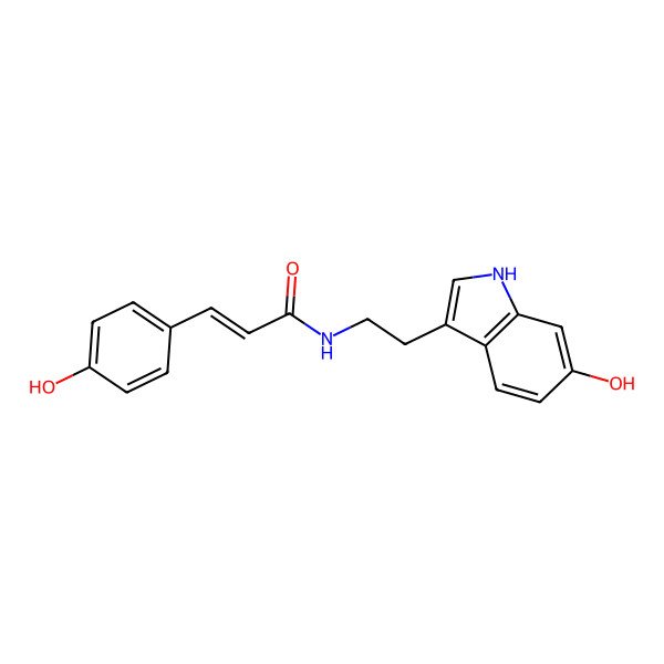 2D Structure of N-[2-(6-hydroxy-1H-indol-3-yl)ethyl]-3-(4-hydroxyphenyl)prop-2-enamide