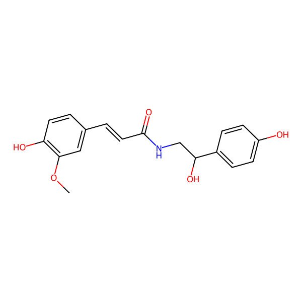 2D Structure of N-[2-hydroxy-2-(4-hydroxyphenyl)ethyl]-3-(4-hydroxy-3-methoxyphenyl)prop-2-enamide
