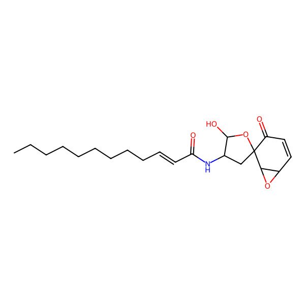 2D Structure of N-(2'-hydroxy-4-oxospiro[7-oxabicyclo[4.1.0]hept-2-ene-5,5'-oxolane]-3'-yl)dodec-2-enamide