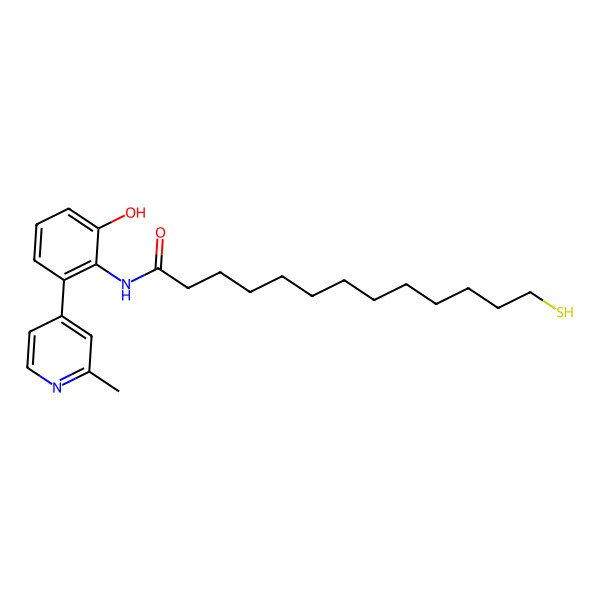 2D Structure of N-[2-hydroxy-6-(2-methyl-4-pyridinyl)phenyl]-13-sulfanyltridecanamide