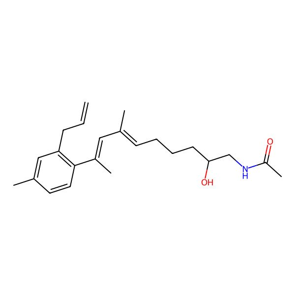 2D Structure of N-[2-hydroxy-7-methyl-9-(4-methyl-2-prop-2-enylphenyl)deca-6,8-dienyl]acetamide