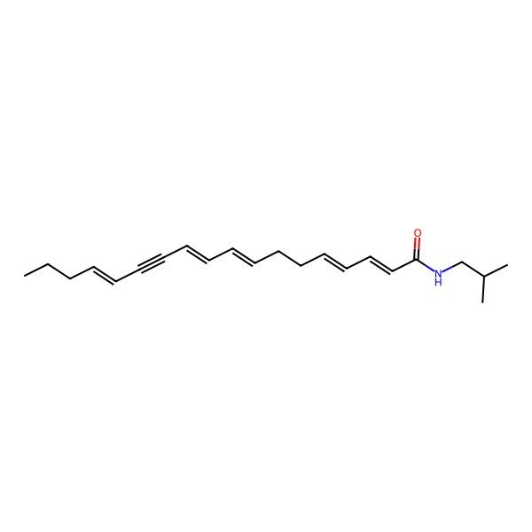 2D Structure of N-(2-methylpropyl)octadeca-2,4,8,10,14-pentaen-12-ynamide 2D Structure of N-(2-methylpropyl)octadeca-2,4,8,10,14-pentaen-12-ynamide