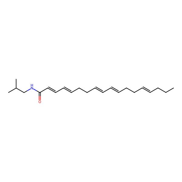 2D Structure of N-(2-methylpropyl)octadeca-2,4,8,10,14-pentaenamide