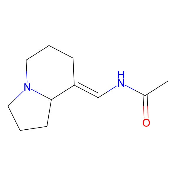 2D Structure of N-(2,3,5,6,7,8a-hexahydro-1H-indolizin-8-ylidenemethyl)acetamide