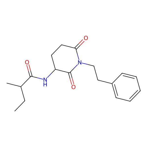 2D Structure of N-[2,6-dioxo-1-(2-phenylethyl)piperidin-3-yl]-2-methylbutanamide