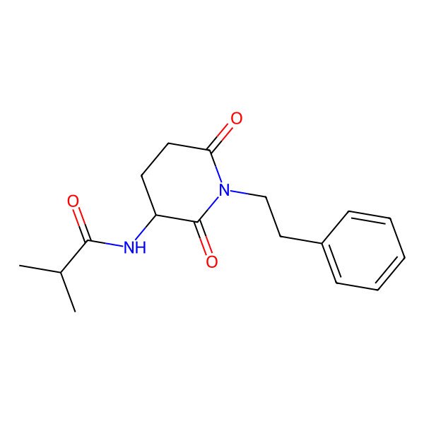 2D Structure of N-[2,6-dioxo-1-(2-phenylethyl)piperidin-3-yl]-2-methylpropanamide
