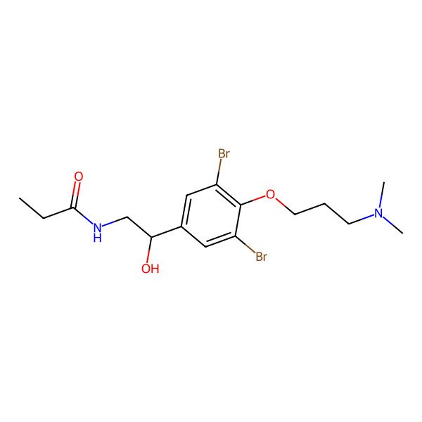 2D Structure of N-[(2R)-2-[3,5-dibromo-4-[3-(dimethylamino)propoxy]phenyl]-2-hydroxyethyl]propanamide