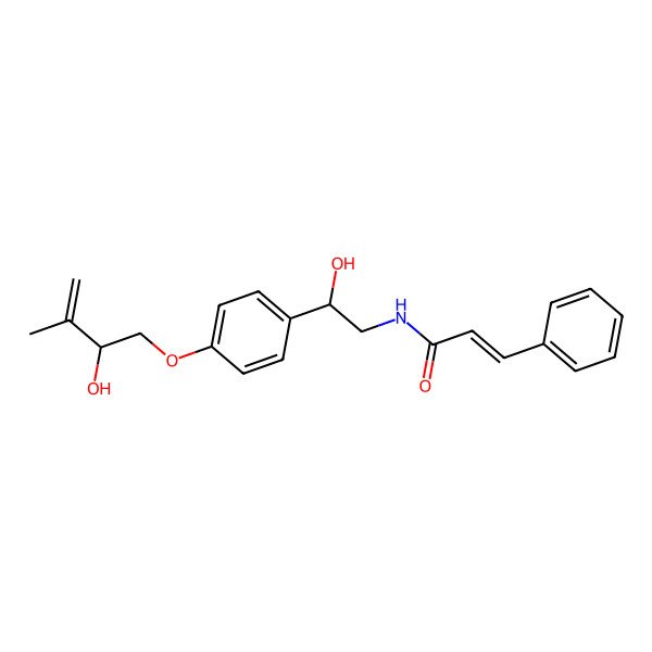 2D Structure of N-[(2R)-2-hydroxy-2-[4-[(2S)-2-hydroxy-3-methylbut-3-enoxy]phenyl]ethyl]-3-phenylprop-2-enamide